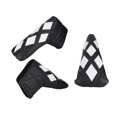 White Ostrich with Quilted Pebbled Black Leather