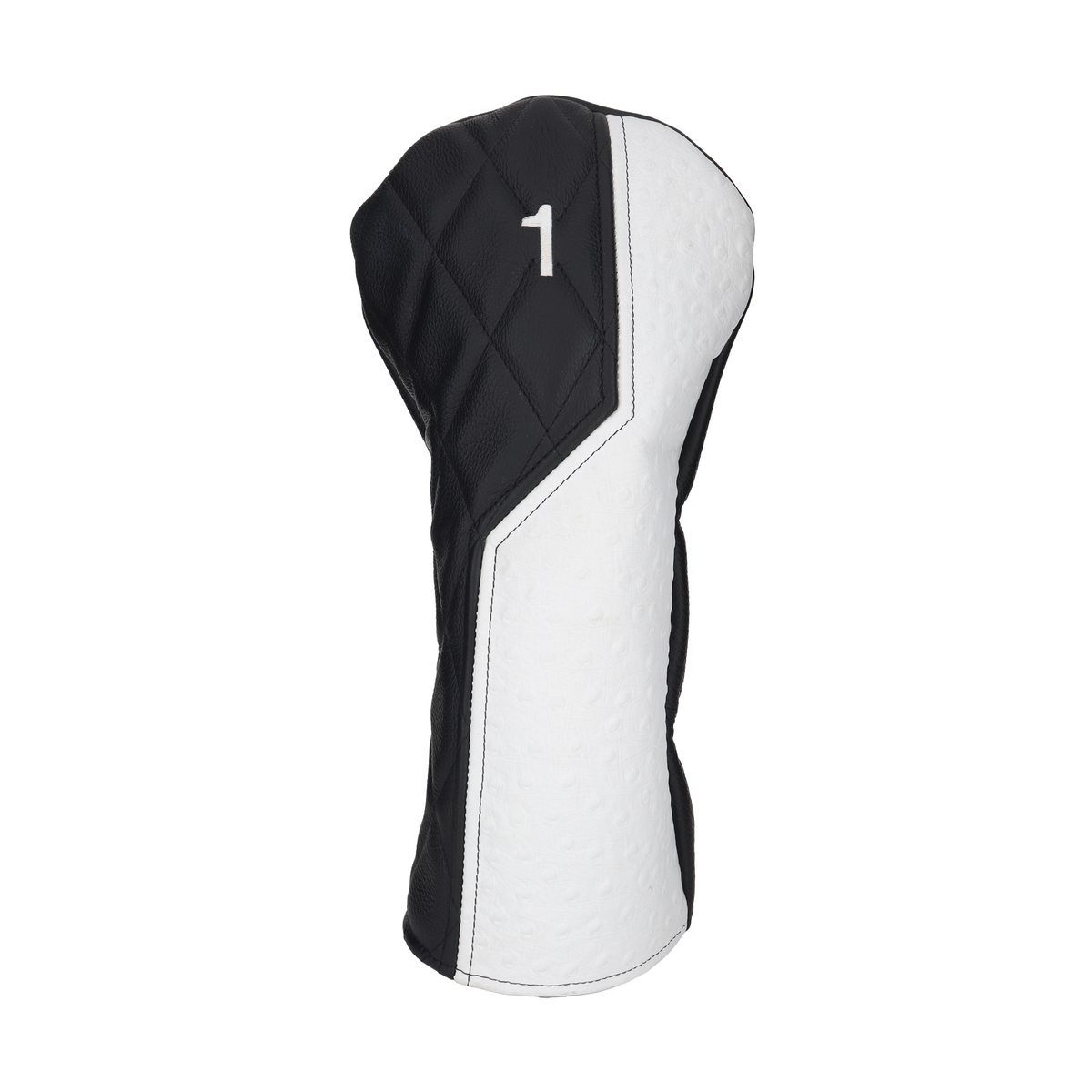 White Ostrich with Quilted Pebbled Black Leather