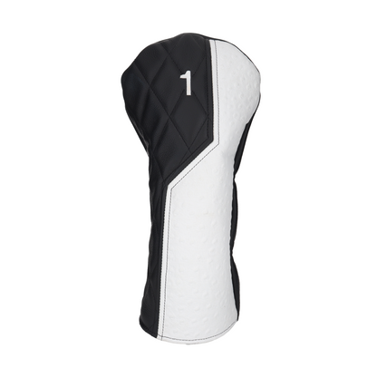 White Ostrich with Quilted Pebbled Black Leather