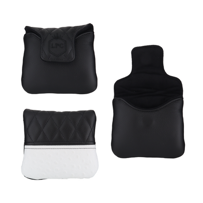 White Ostrich with Quilted Pebbled Black Leather