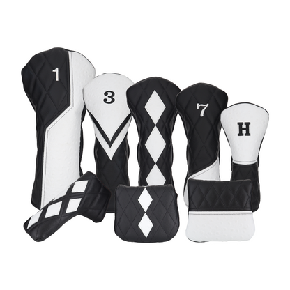 White Ostrich with Quilted Pebbled Black Leather