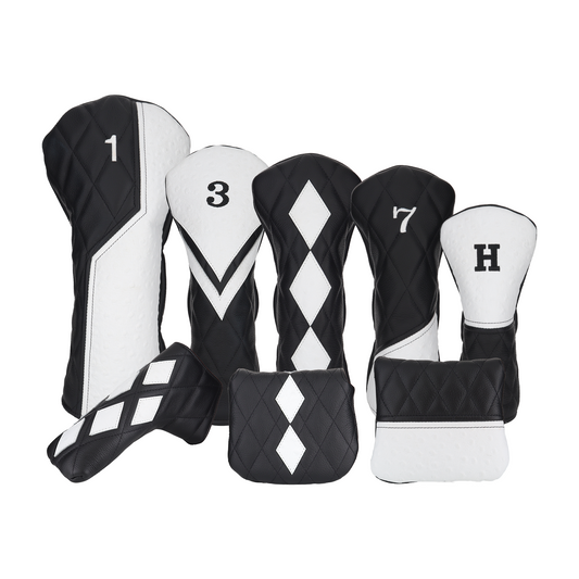 White Ostrich with Quilted Pebbled Black Leather