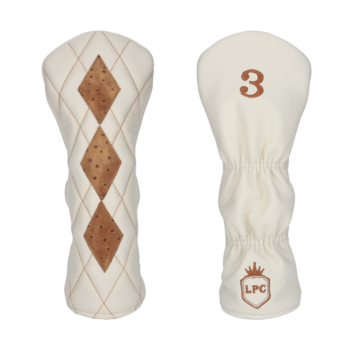 Rustic Ostrich with Quilted Pebbled Ivory Leather