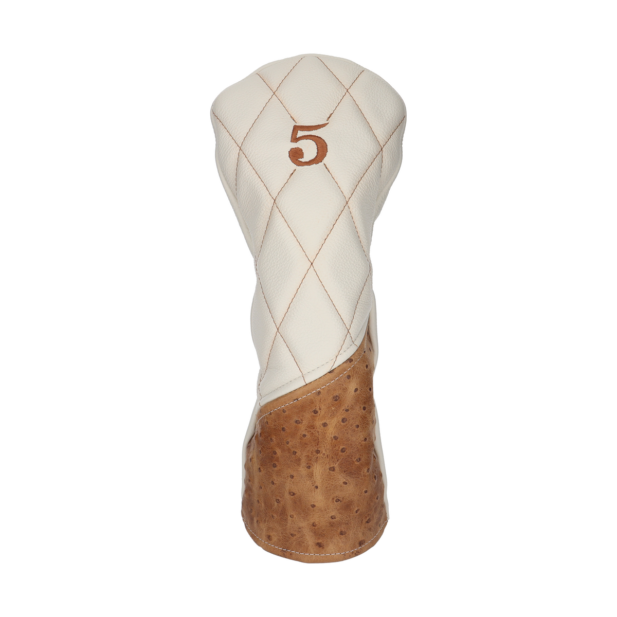 Rustic Ostrich with Quilted Pebbled Ivory Leather