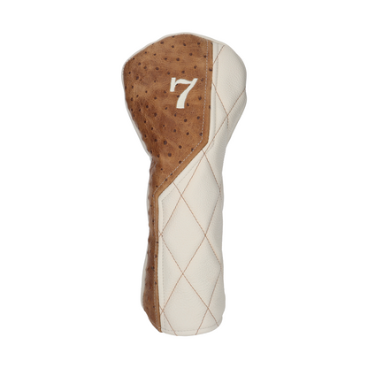 Rustic Ostrich with Quilted Pebbled Ivory Leather