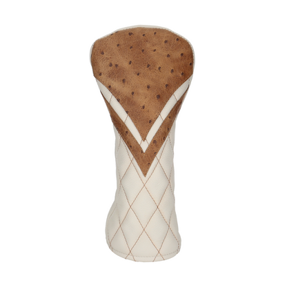 Rustic Ostrich with Quilted Pebbled Ivory Leather