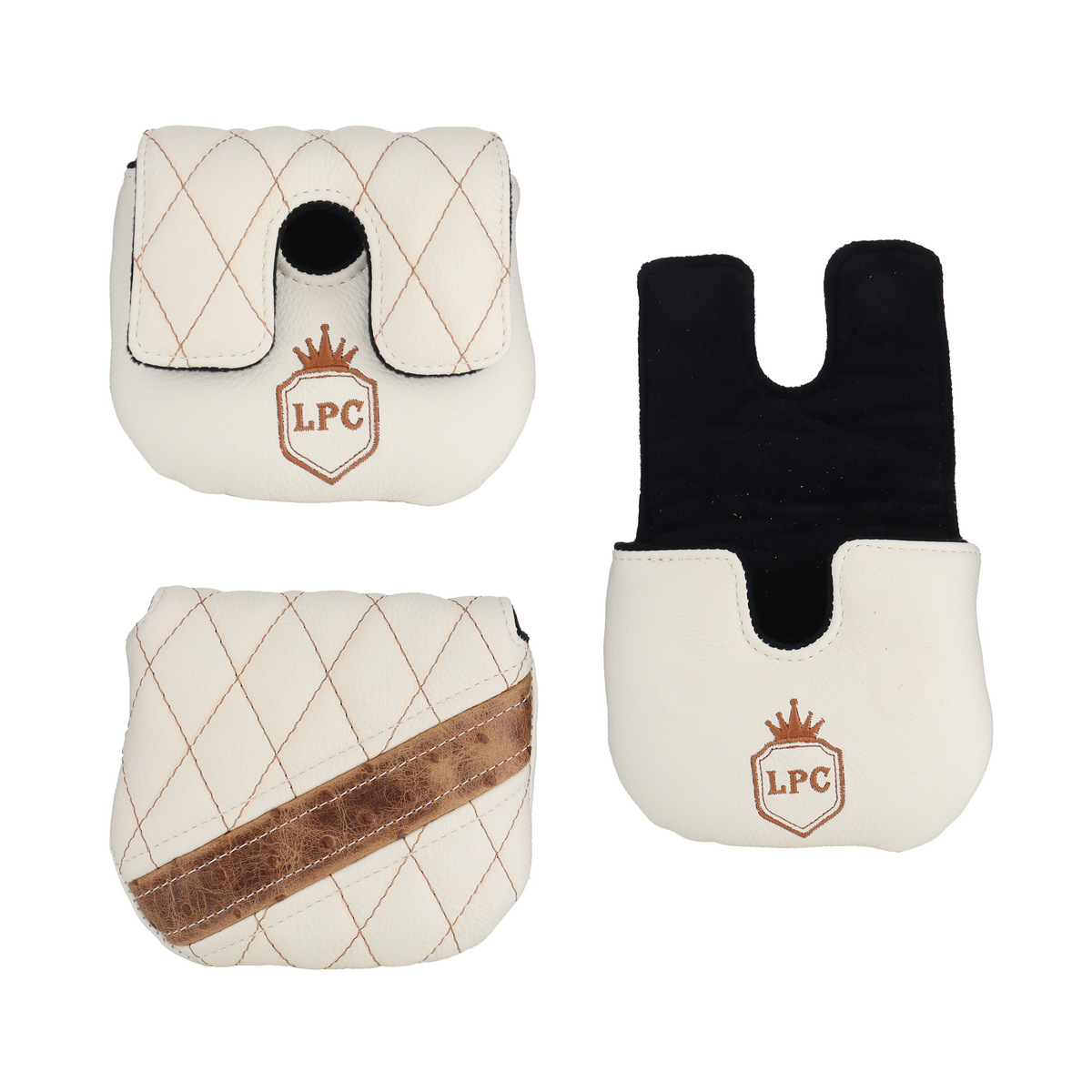 Rustic Ostrich with Quilted Pebbled Ivory Leather