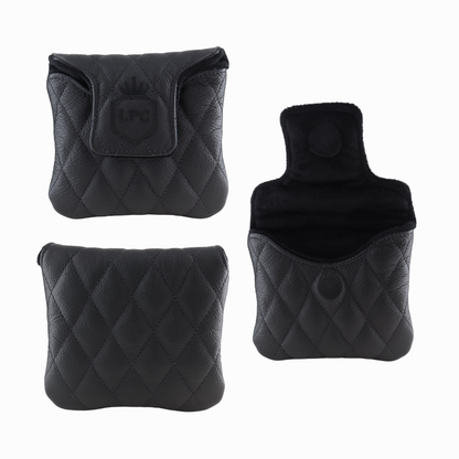 Pebbled Black Leather Quilted with Black Stitching