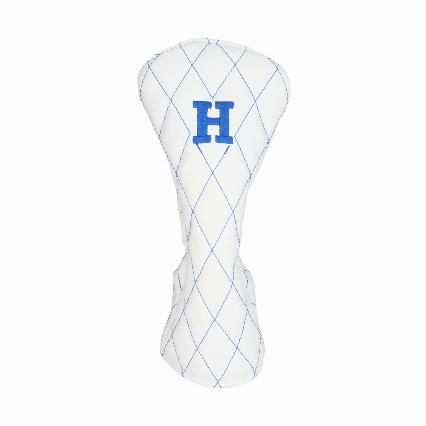 Smooth White Leather Quilted with Royal Blue Stitching