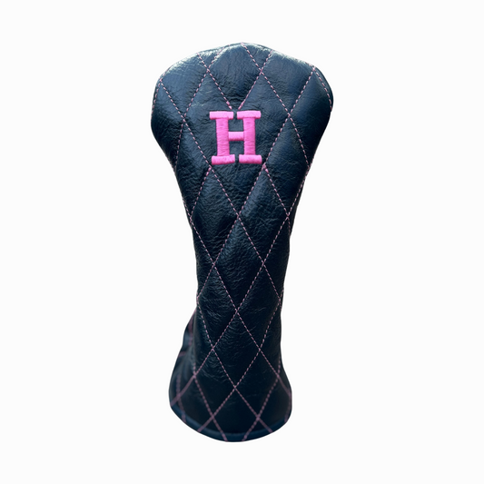 Shiny Navy Leather Hybrid Quilted with Hot Pink Stitching