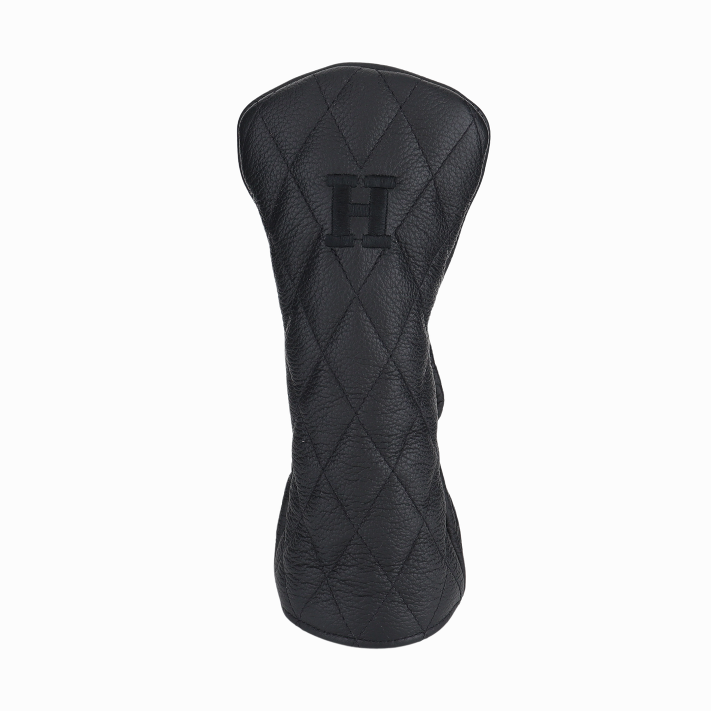 Pebbled Black Leather Quilted with Black Stitching