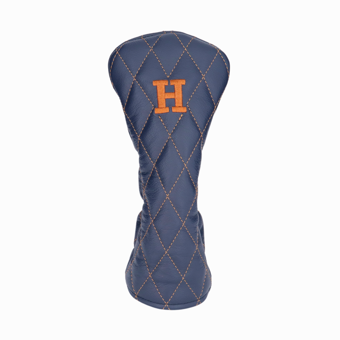 Matte Navy Leather Quilted with Bourbon Stitching