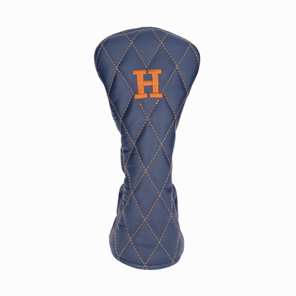 Matte Navy Leather Quilted with Bourbon Stitching