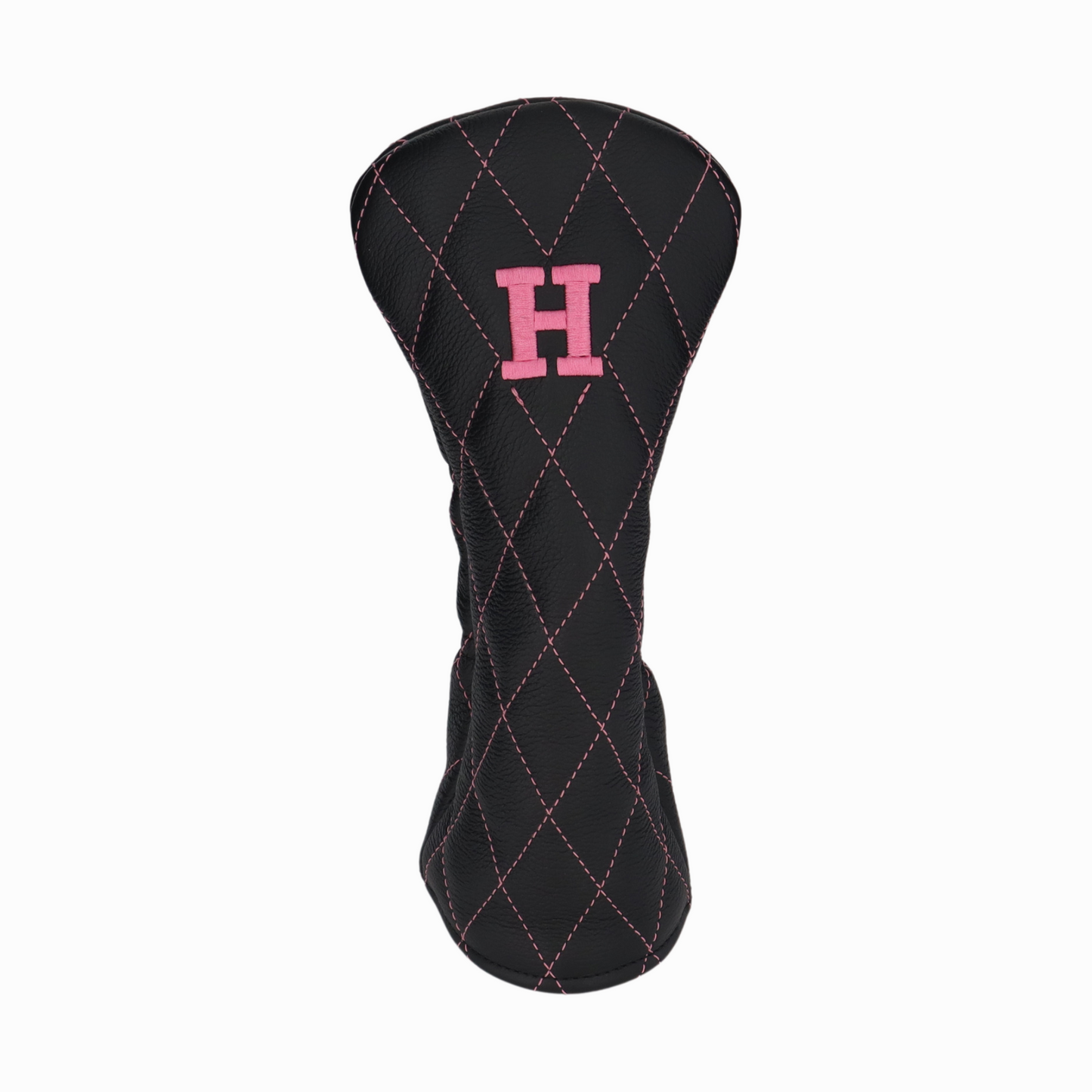 Pebbled Black Leather Quilted with Hot Pink Stitching