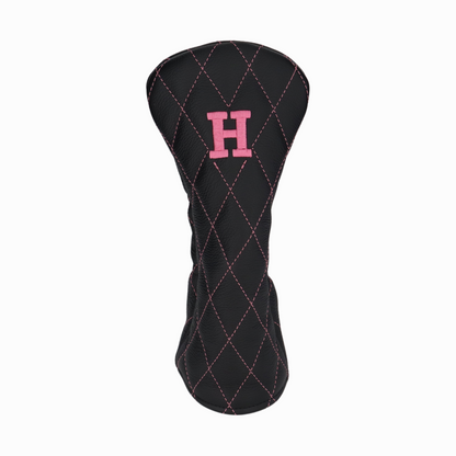 Pebbled Black Leather Quilted with Hot Pink Stitching