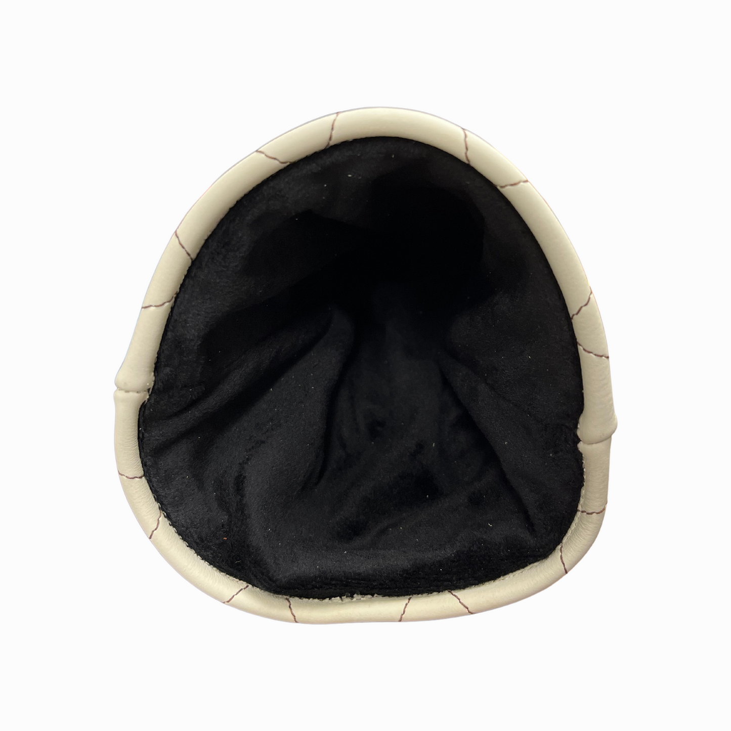Pebbled Ivory Leather Quilted with Dark Chocolate Stitching