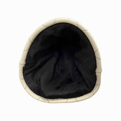 Pebbled Ivory Leather Quilted with Dark Chocolate Stitching