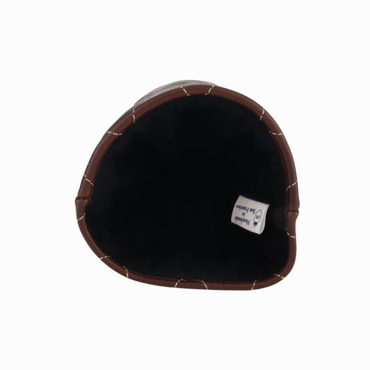 Pebbled Dark Chocolate Leather Quilted with Gold Stitching