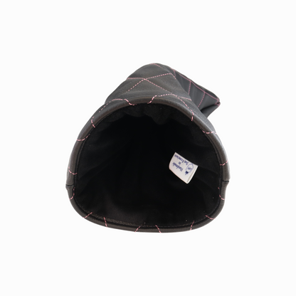 Pebbled Black Leather Quilted with Hot Pink Stitching