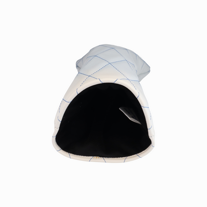 Smooth White Leather Quilted with Royal Blue Stitching