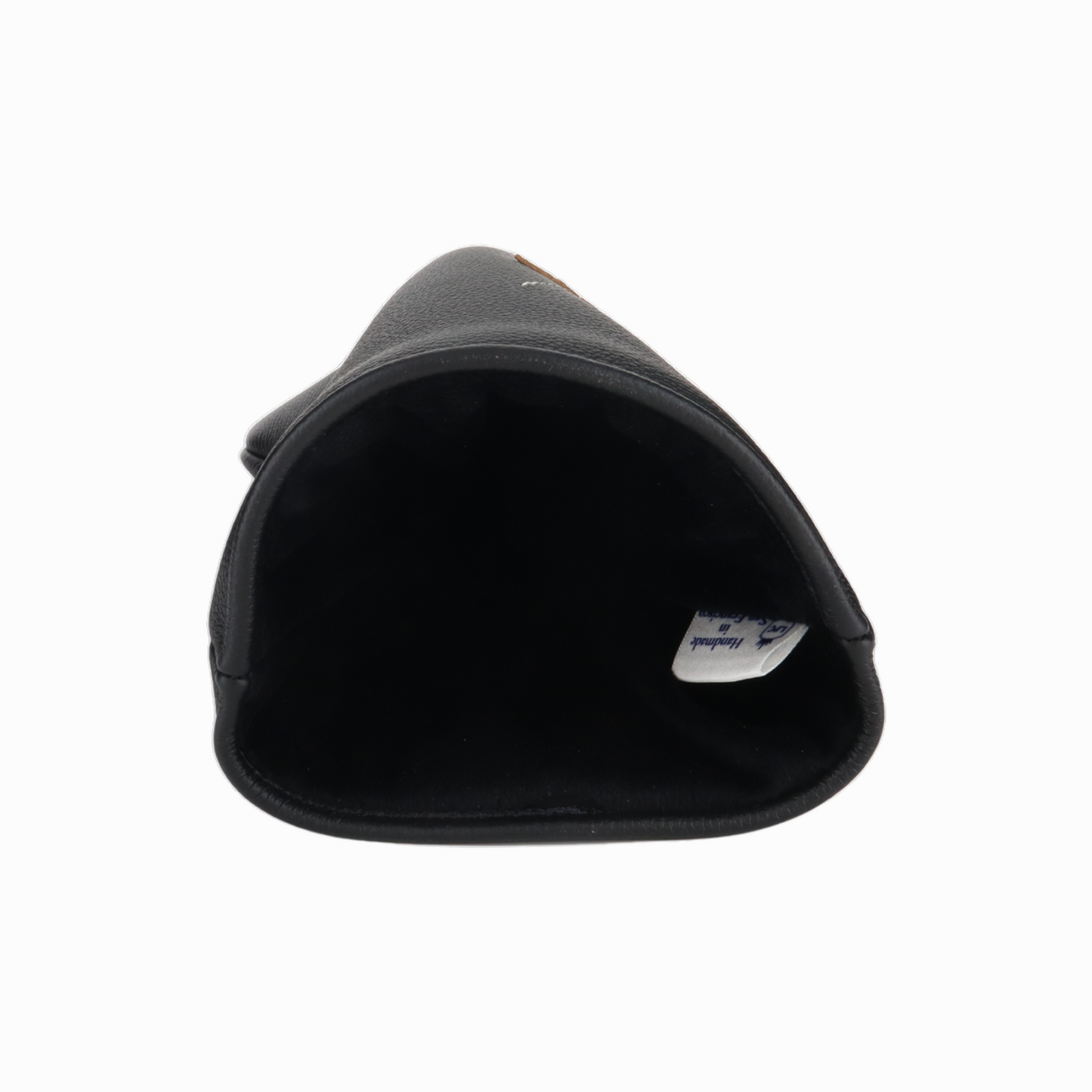 Pebbled Black and Antique Ostrich Leather with Ivory Stitching