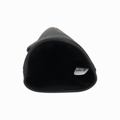 Pebbled Black and Antique Ostrich Leather with Ivory Stitching