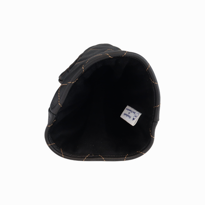 Pebbled Black Leather Quilted with Bourbon Stitching