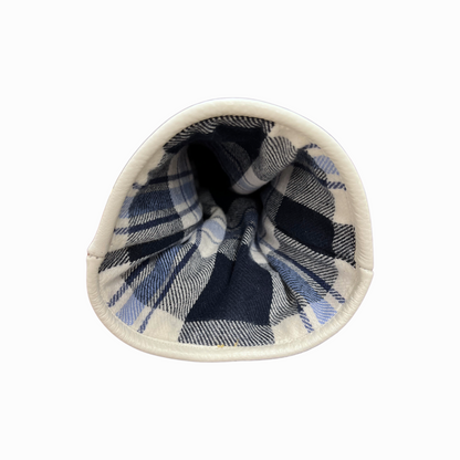Pebbled White and Royal Blue Leather with Black Stitching