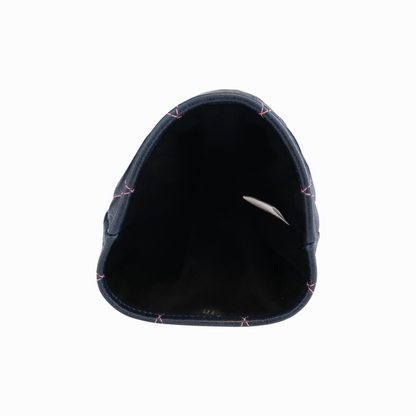 Shiny Navy Leather Quilted with Hot Pink Stitching