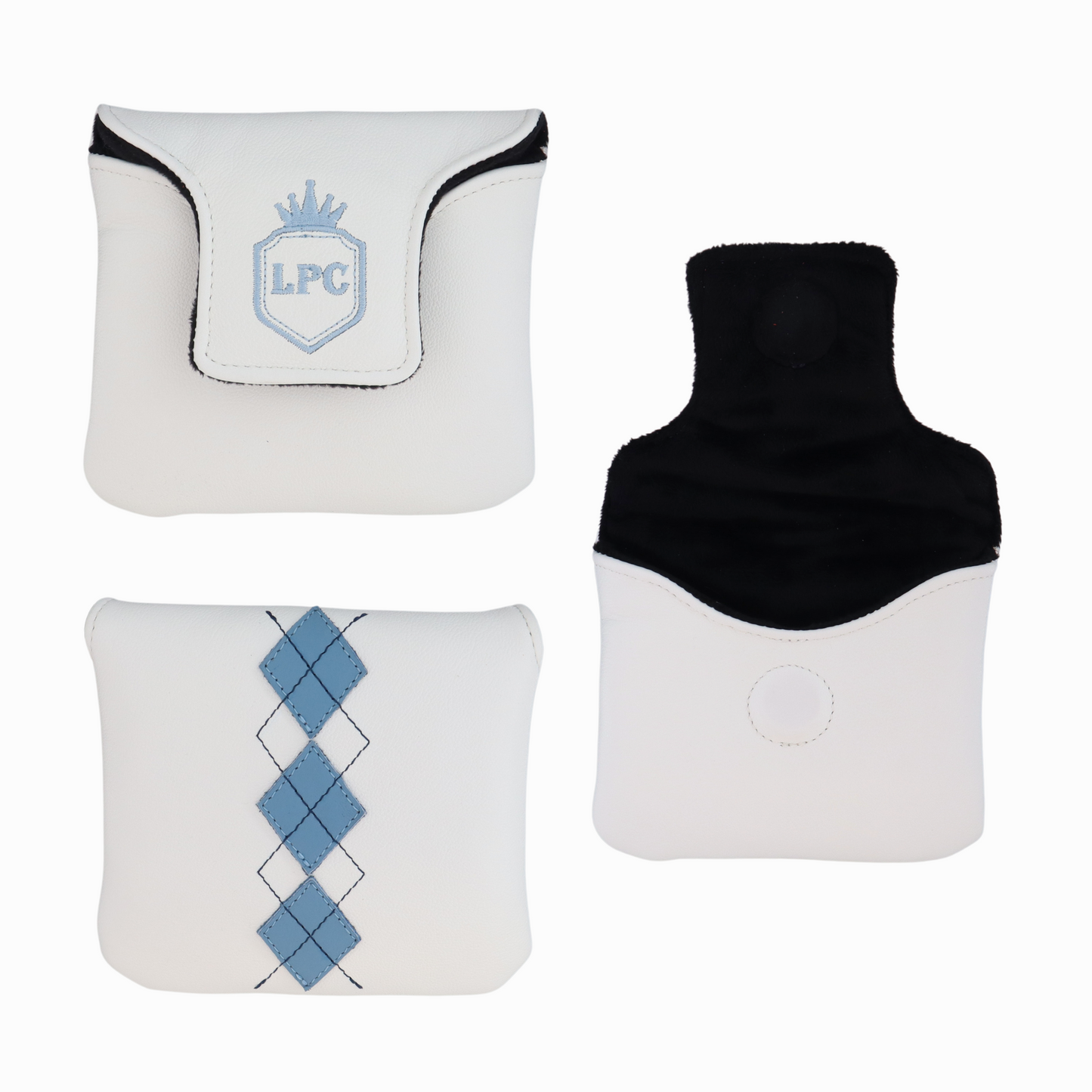 Smooth White and Baby Blue Leather with Navy Stitching