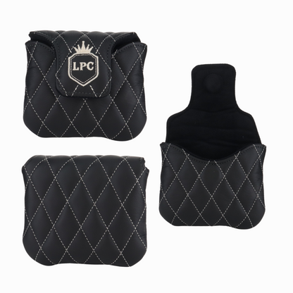 Smooth Charcoal Leather Quilted with Ivory Stitching