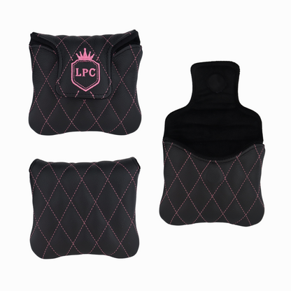 Pebbled Black Leather Quilted with Hot Pink Stitching