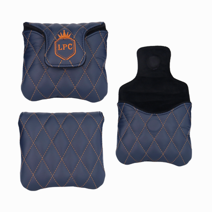 Matte Navy Leather Quilted with Bourbon Stitching