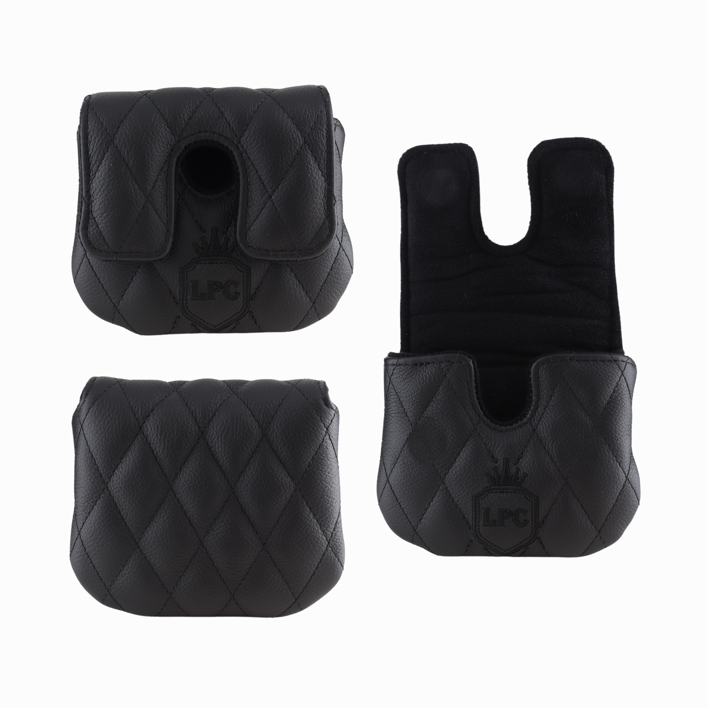 Pebbled Black Leather Quilted with Black Stitching