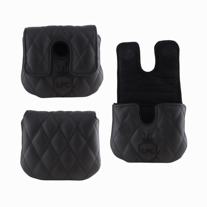 Pebbled Black Leather Quilted with Black Stitching