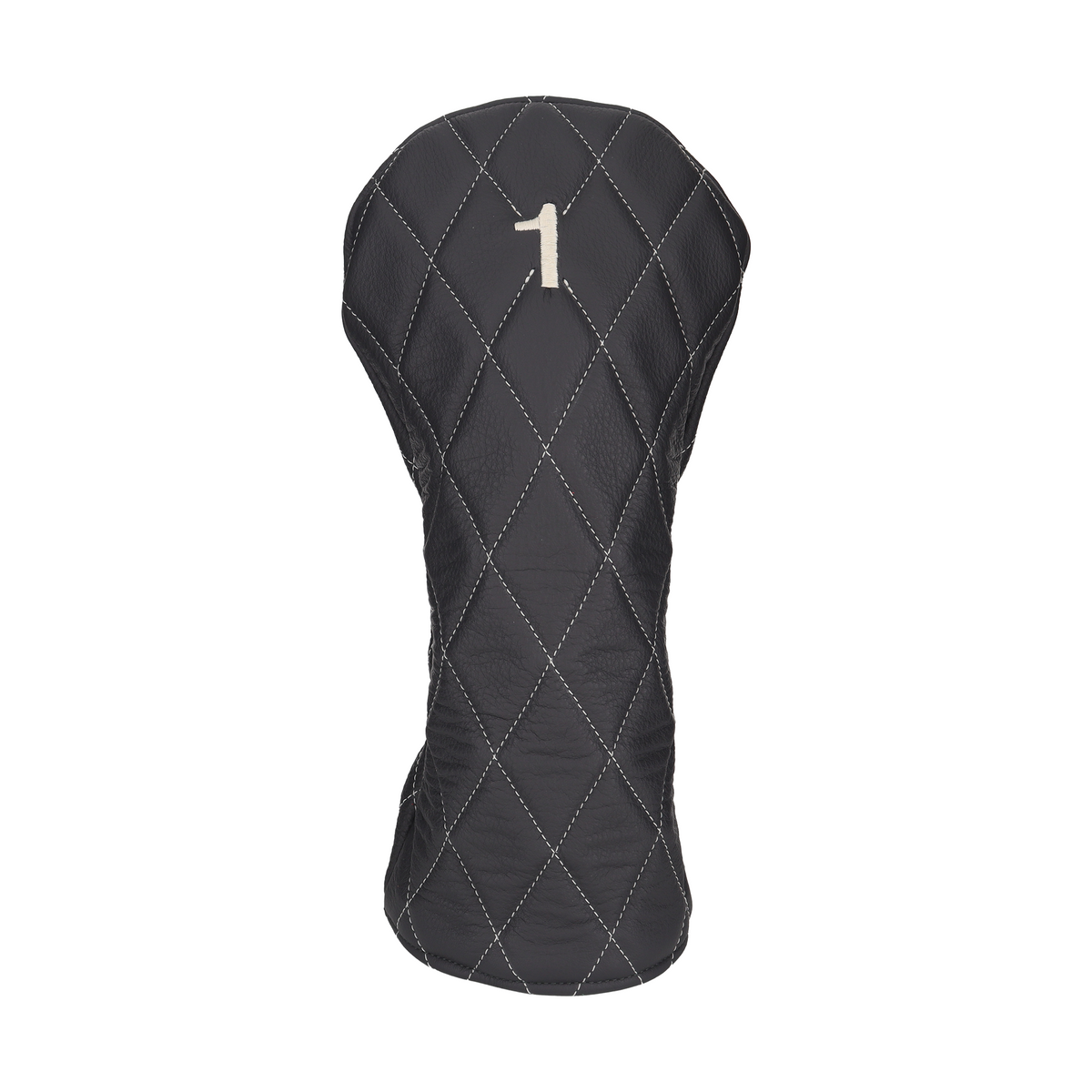 Pebbled Charcoal Leather Quilted with Ivory Stitching