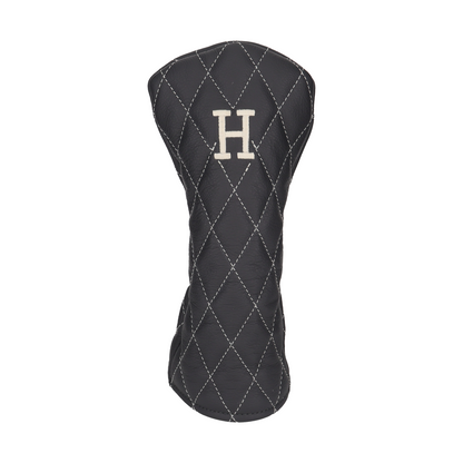 Pebbled Charcoal Leather Quilted with Ivory Stitching
